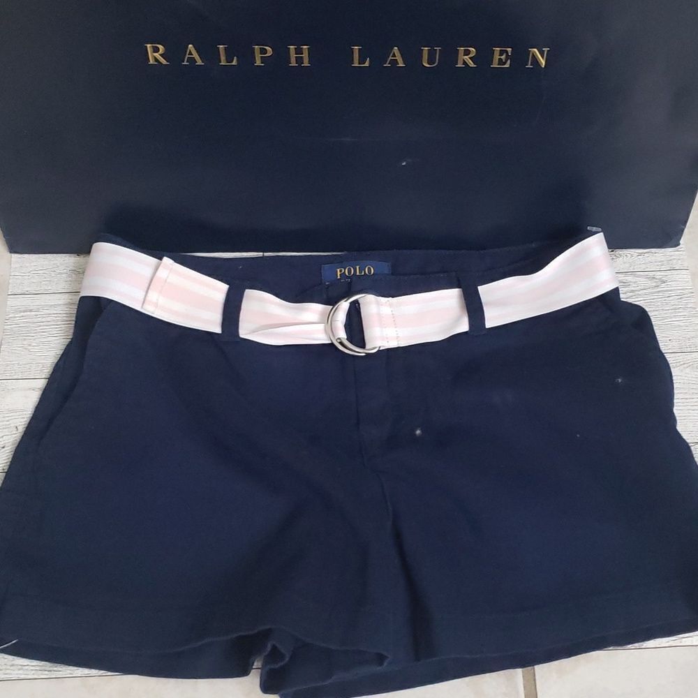 Ralph Lauren French Navy Chino Classic Belted Shorts